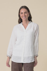 Pixie White Cotton Embroidered Blouse,Video