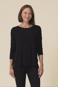 Adele Black Long Sleeve Bamboo Tee,Video