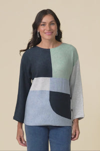 Acton Blue Splice Wool Blend Jumper,Video