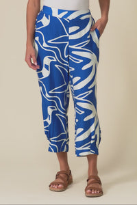 Hallie Cobalt Palm Pocket Pants
