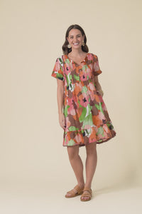 Marisol Pink Floral Crinkle Cotton Dress,Video