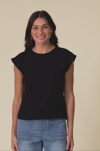 Cuff Black Ribbed Tee,Video