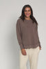 Simplified Brown Cotton Crewneck Sweatshirt,Brunette model,alt text|model:Cara