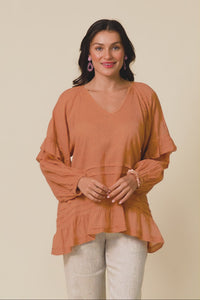 Valencia Orange Cotton Frill Top,Video