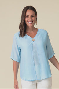 Yasmin Blue Layered Button Top,Video