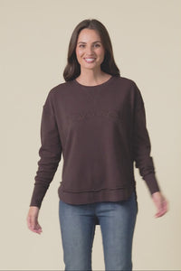 Simplified Chocolate Cotton Crewneck Sweatshirt