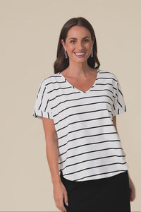 Toronto White Stripe Cotton Tee,Video