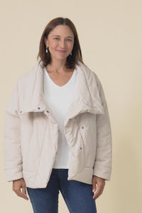 Arica Cream Wrap Puffer Jacket,Video