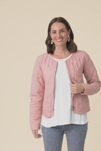 Whittaker Pink Quilted Linen Blend Jacket,Video