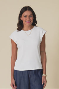 Cuff White Ribbed Tee,Video