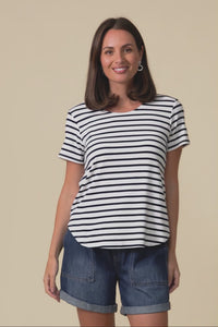 Janis Navy Stripe Bamboo Tee,Video