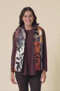 Hallen Orange Floral Puffer Vest,Video