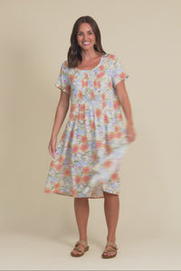 Murano Orange Flower Cotton Dress,Video