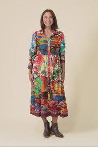 Platt Red Garden Pocket Shirt Dress,Video