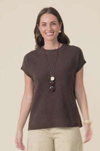 Joyce Chocolate Wool Cashmere Tee,Video