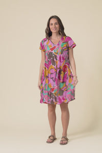 Sabina Fuchsia Garden Crinkle Cotton Dress,Video