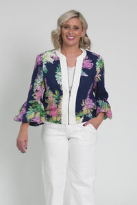 Augustine Navy Wisteria Linen Blend Jacket,Video