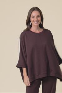 Valeria Chocolate Cotton Oversized Tee,Video