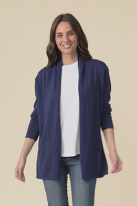 Primrose Navy Cotton Drape Cardigan,Video
