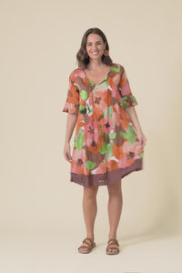 Cayman Pink Floral Cotton Tunic Dress,Video