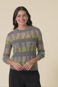 Ciara Camel Stripe Mohair Wool Knit Jumper,Video