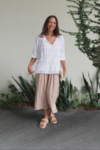 Palmer White Cotton Long Sleeve Top,Video