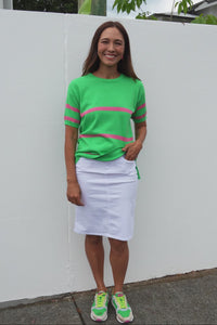 Sage Green Stripe Cotton Knit Top,Video
