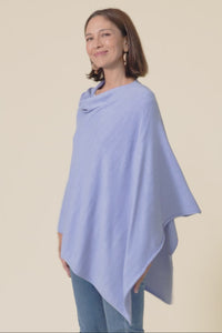 Amy Blue Wool Blend Poncho,Video