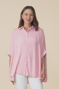 Luna Melon Stripe Button Shirt,Video