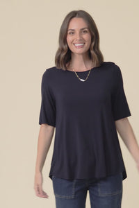 Buttery Navy Half Sleeve Top,Video