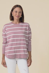 Farrah Blush Stripe Cotton Long Sleeve Top,Video