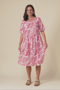 Mackie Red Abstract Cotton Pocket Dress,Video