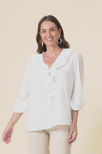 Winifred White Cotton Frill Top,Video