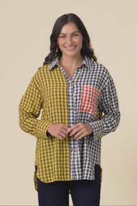 Gillie Navy Check Cotton Shirt,Video