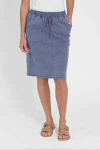 Dinah Washed Blue Cotton Drawstring Skirt,Video