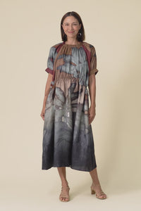 Palisades Mocha Floral Silk Dress,Video