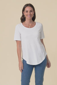 Ariana White Cotton Tee,Video