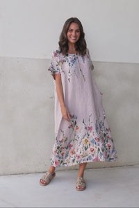 Morrison Blush Floral Linen Pocket Dress,Video