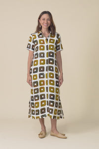 Abraham Orange Tile Linen Shirt Dress,Video