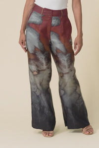 Palisades Mocha Floral Silk Wide Leg Pants,Video