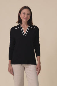 Makenna Black Collared Knit Top,Video