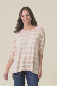 Berlin White Stripe Cotton Blend Knit Top,Video