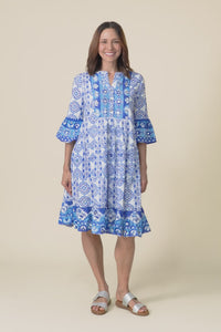 Naja Blue Tile Cotton Pocket Dress,video
