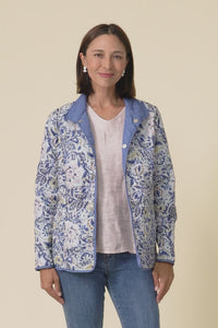 Stefan Blue Paisley Embroidered Button Jacket,Video