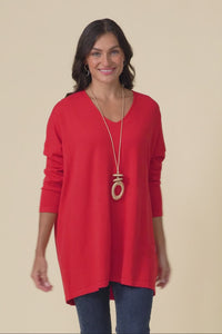 Piper Red V Neck Knit Jumper,Video