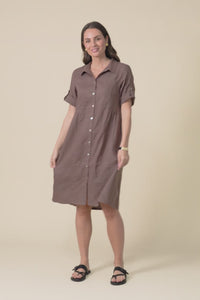 Kathy Brown Linen Shirt Dress,video