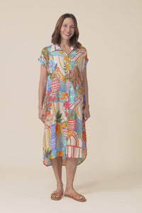 Chiya Blue Fruity Pocket Shirt Dress,Video