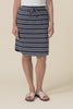 Navy Double Stripe Cotton Drawstring Skirt,video