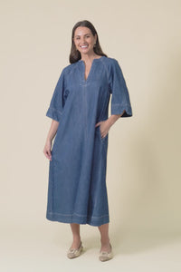 Davina Blue Denim Maxi Dress,Video