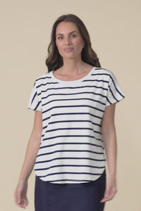 Stevie White Stripe Cotton Tee,Video